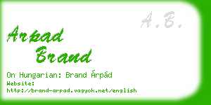 arpad brand business card